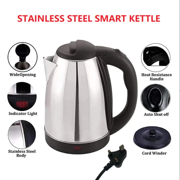 Stainless Steel Electric Automatic Cut Off Jug Kettle 2L