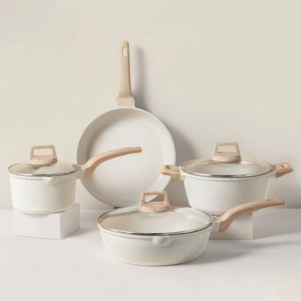 Nonstick Pan Cookware Set PFOA Free Non-Stick Coating Milk Pan Frying Pan with Lid Suitable for All Stove